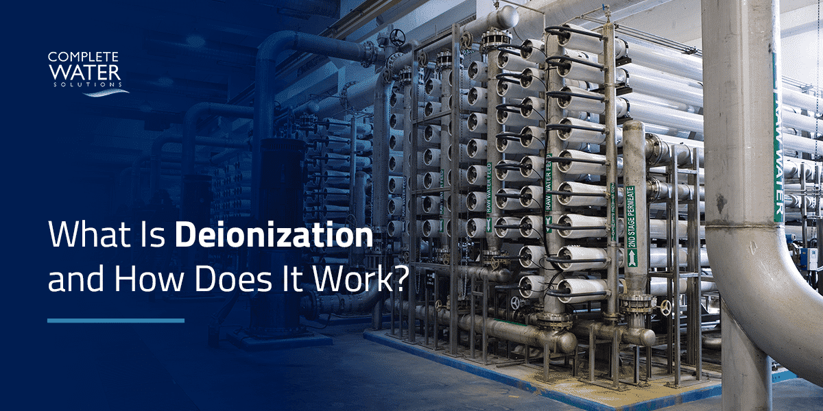 <p>Your water deionization system can be a straightforward, one-tank setup or a more complex arrangement of DI tanks and other components. Many industrial deionization systems use supporting equipment such as <a href="https://complete-water.com/solutions/reverse-osmosis">reverse osmosis</a> and <a href="https://complete-water.com/solutions/ultraviolet">ultraviolet disinfection</a> to produce reliable high-purity water.</p> <p>The water treatment system you select ultimately depends on the purity level you require, though there are other considerations, too. Supporting equipment often requires higher upfront costs and frequent maintenance. However, this investment may be worthwhile in the long term. DI systems without accompanying demineralization methods will have a 10 to 20 times higher cost per gallon than those that use an RO system.</p>
